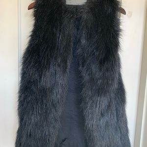Womens Zara Faux Fur Black Vest